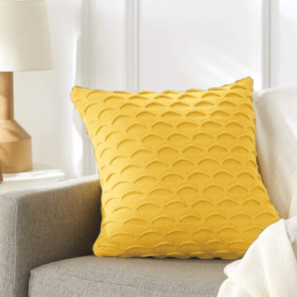 SOGA 2X 45cm Scalloped Wave Pillowcase (Sunshine Yellow) - Picture 1 of 7